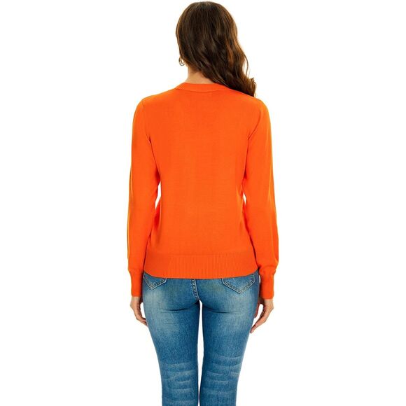 V Neck Button Down Long Sleeve Cardigan Sweater, L, 3D-144T001 - Picture 2 of 2